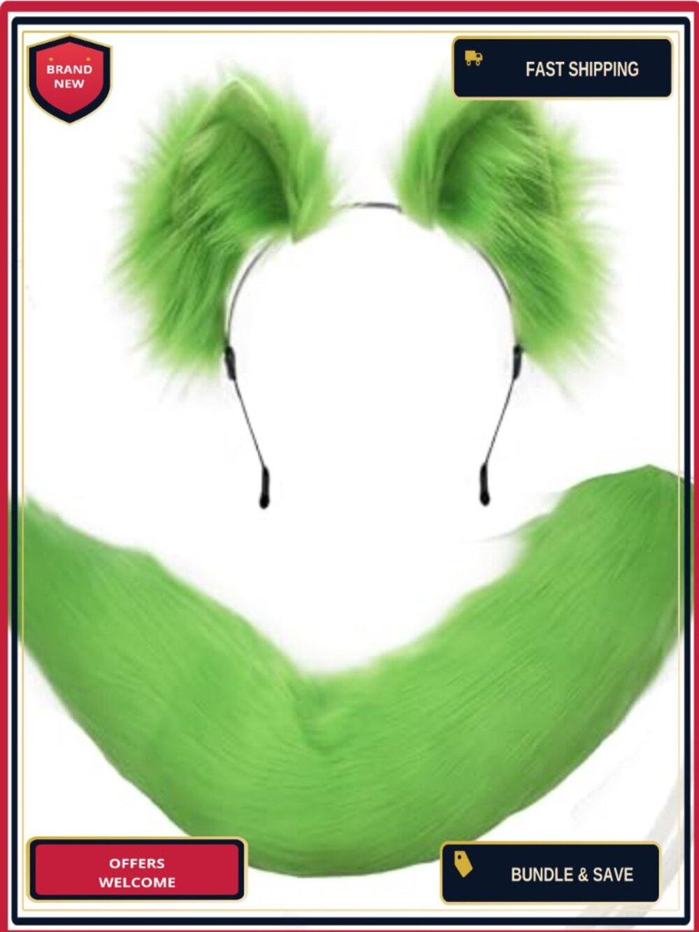 Handmade Werewolf Ears and Tail Set Adjustable Cosplay Costume Accessory